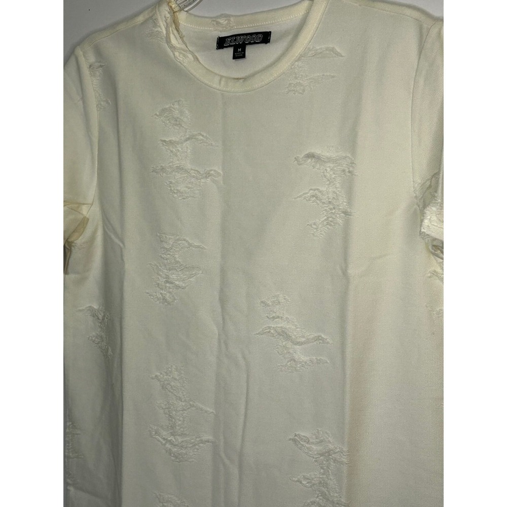 Elwood Vanilla Distressed Short Sleeve Top Womens Medium Cream Streetwear Tee